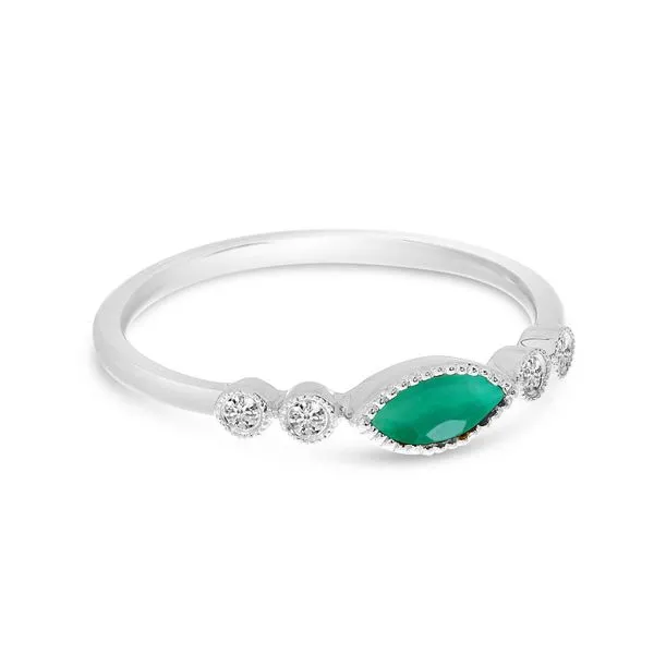 14K White Gold 6x3 mm Marquise Emerald and Diamond Semi Precious Stackable Ring Image 2 Clater Jewelers Louisville, KY