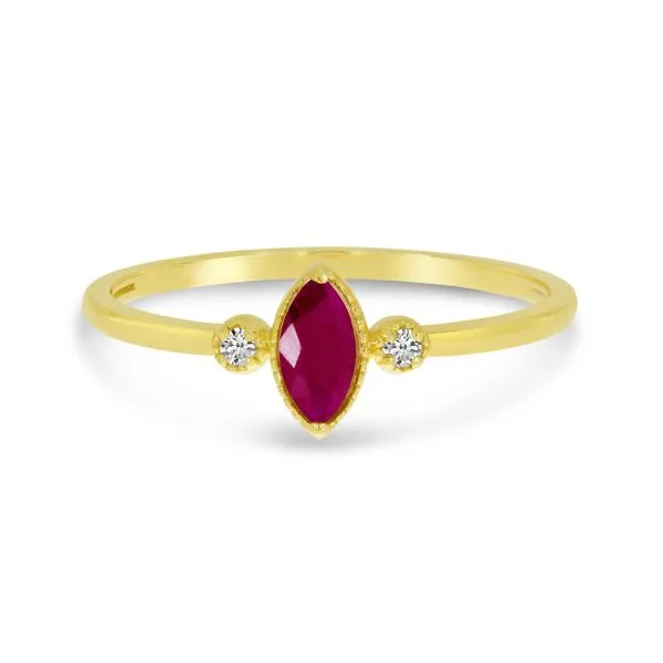10K Yellow Gold Marquis Ruby Birthstone Ring Ambassador Diamond Jewelers Tucson, AZ