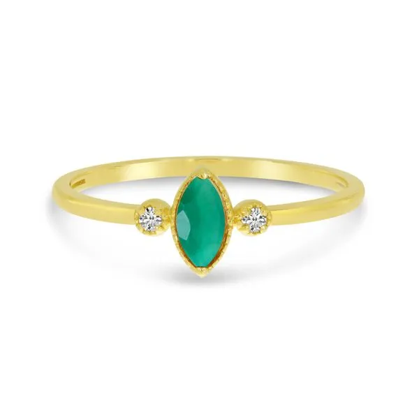 14K Yellow Gold Marquis Emerald Birthstone Ring Ambassador Diamond Jewelers Tucson, AZ