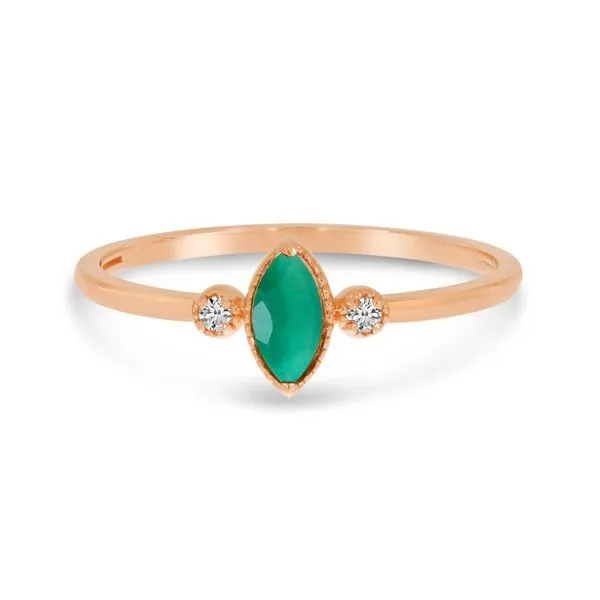 14K Rose Gold Marquis Emerald Birthstone Ring Ambassador Diamond Jewelers Tucson, AZ