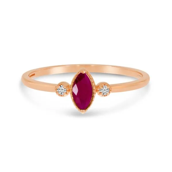 14K Rose Gold Marquis Ruby Birthstone Ring Ambassador Diamond Jewelers Tucson, AZ