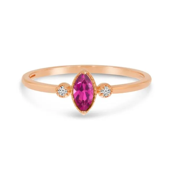 14K Rose Gold Marquise Pink Tourmaline Birthstone Ring Castle Couture Fine Jewelry Manalapan, NJ