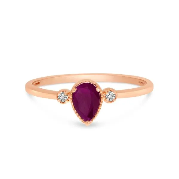 10K Rose Gold Pear Ruby Birthstone Ring Davidson Jewelers East Moline, IL