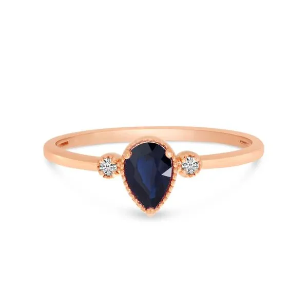 10K Rose Gold Pear Sapphire Birthstone Ring Ambassador Diamond Jewelers Tucson, AZ