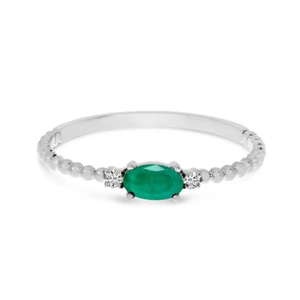 14K White Gold East To West Oval Emerald Birthstone Ring Ambassador Diamond Jewelers Tucson, AZ