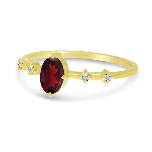 14K Yellow Gold Oval Garnet And Diamond Ring Image 2 Ambassador Diamond Jewelers Tucson, AZ