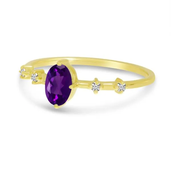 14K Yellow Gold Oval Amethyst And Diamond Ring Image 2 Ambassador Diamond Jewelers Tucson, AZ