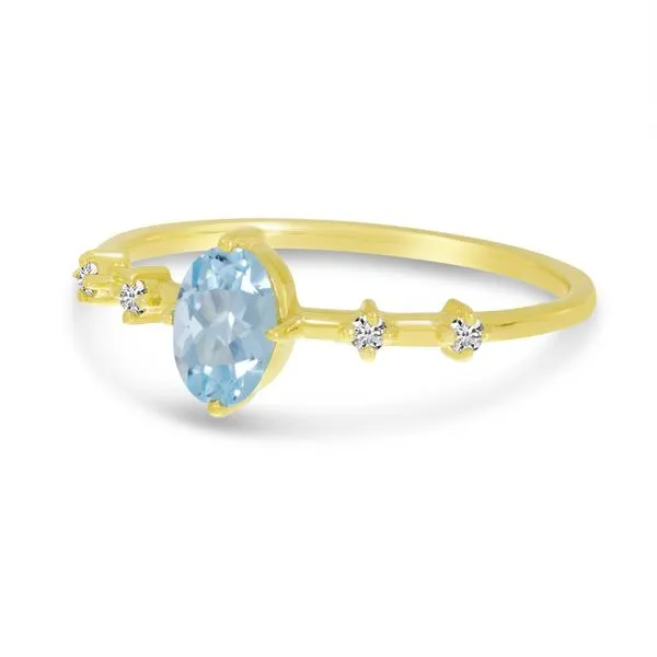 14K Yellow Gold Oval Aquamarine And Diamond Ring Image 2 Ambassador Diamond Jewelers Tucson, AZ