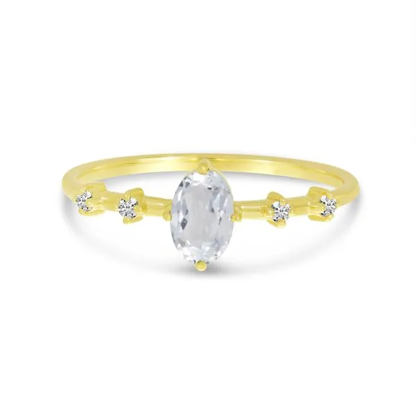 14K Yellow Gold Oval White Topaz And Diamond Ring Ambassador Diamond Jewelers Tucson, AZ
