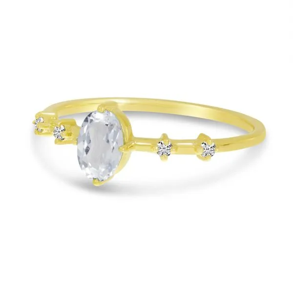 14K Yellow Gold Oval White Topaz And Diamond Ring Image 2 Ambassador Diamond Jewelers Tucson, AZ