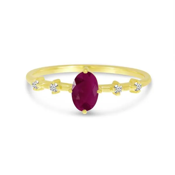 14K Yellow Gold Oval Ruby Birthstone Ring Ambassador Diamond Jewelers Tucson, AZ