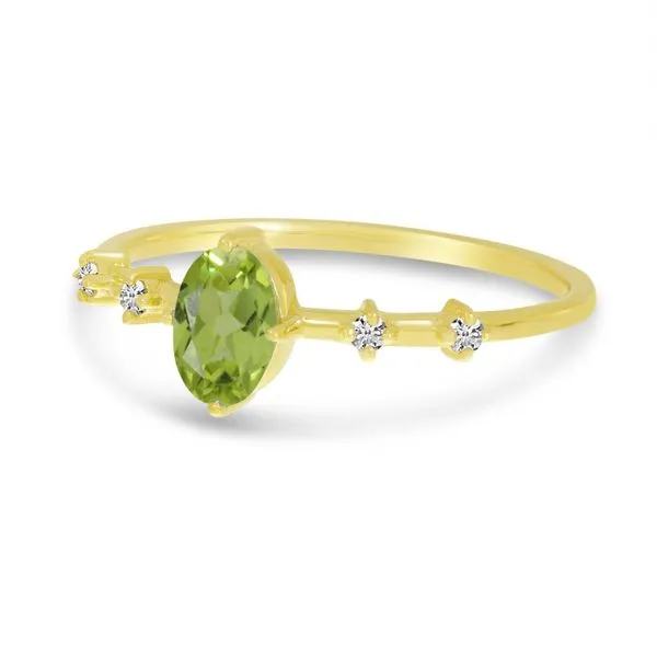 14K Yellow Gold Oval Peridot And Diamond Ring Image 2 Ambassador Diamond Jewelers Tucson, AZ