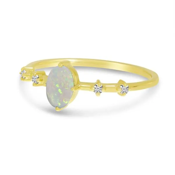 14K Yellow Gold Oval Opal And Diamond Ring Image 2 Ambassador Diamond Jewelers Tucson, AZ