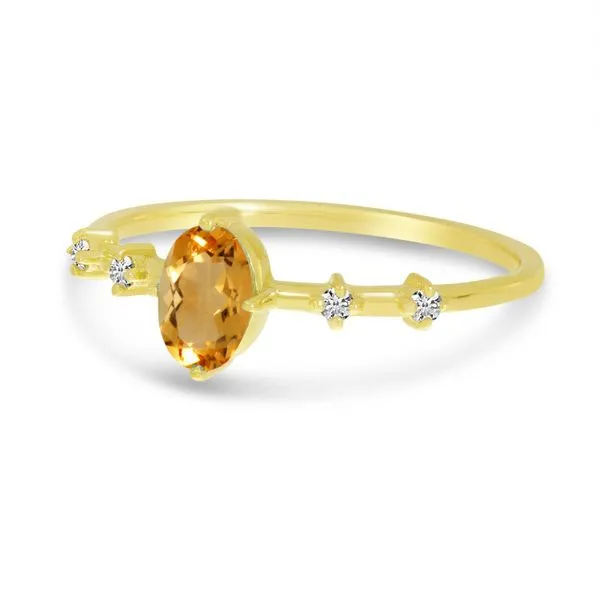 14K Yellow Gold Oval Citrine And Diamond Ring Image 2 Ambassador Diamond Jewelers Tucson, AZ