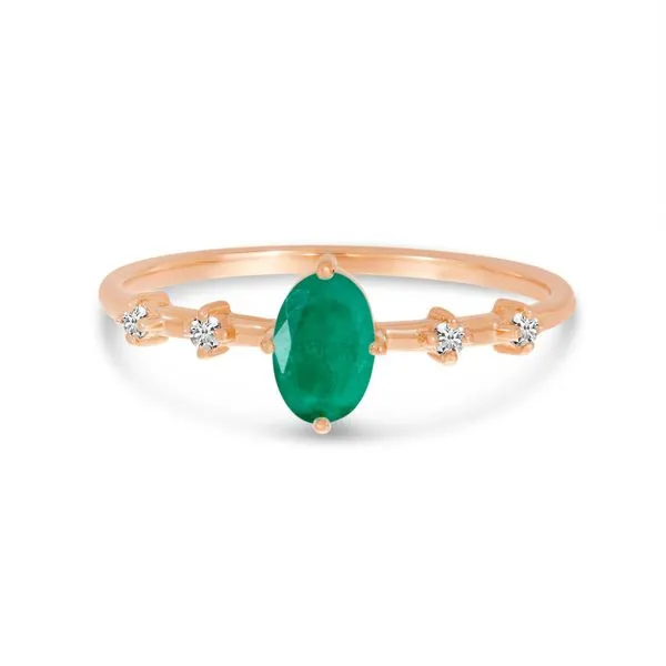 14K Rose Gold Oval Emerald Birthstone Ring Ambassador Diamond Jewelers Tucson, AZ