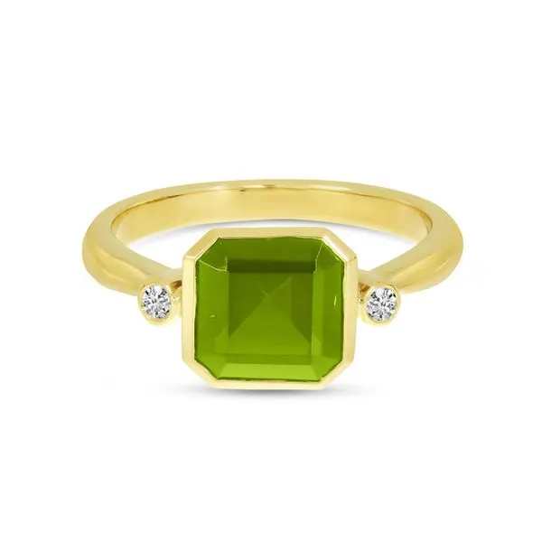 14K Yellow Gold Peridot Semi  Precious Square Gold Halo Ring Clater Jewelers Louisville, KY
