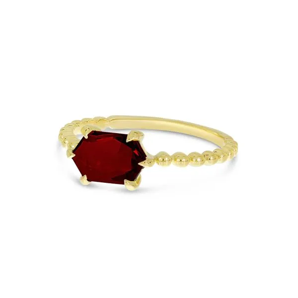 14K Yellow Gold Hexagon Garnet Beaded Ring Image 2 Clater Jewelers Louisville, KY