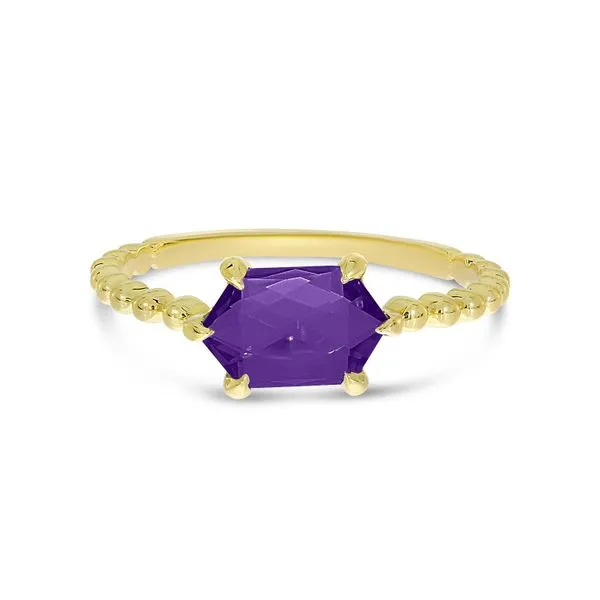 14K Yellow Gold Hexagon Amethyst Beaded Ring Ambassador Diamond Jewelers Tucson, AZ