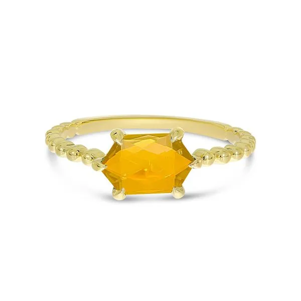 14K Yellow Gold Hexagon Citrine Beaded Ring Ambassador Diamond Jewelers Tucson, AZ