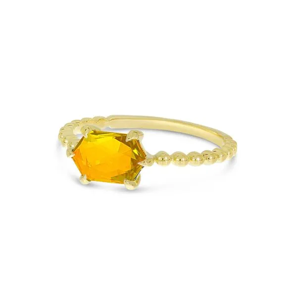 14K Yellow Gold Hexagon Citrine Beaded Ring Image 2 Ambassador Diamond Jewelers Tucson, AZ