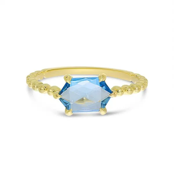 14K Yellow SEMI BEADED HEXAGON RING J. Meredith Jewelers Delafield, WI