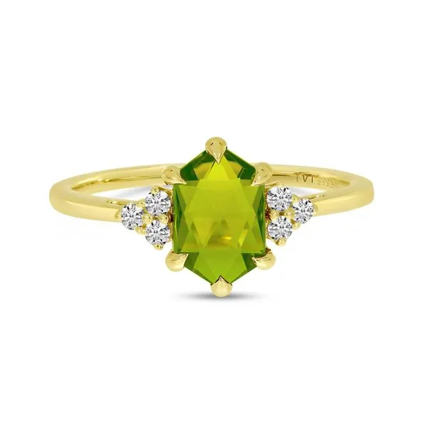 14K Yellow Gold Hexagon Peridot and Diamond Ring Clater Jewelers Louisville, KY