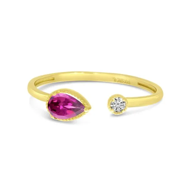 14K Yellow Gold Pear Cut Pink Tourmaline Duo Ring Ambassador Diamond Jewelers Tucson, AZ