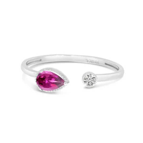 14K White Gold Pear Cut Pink Tourmaline Duo Ring Ambassador Diamond Jewelers Tucson, AZ