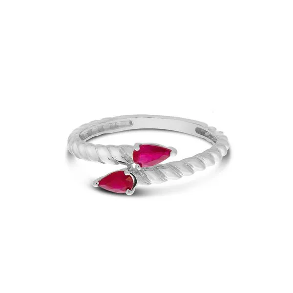 14K White Gold Pear Ruby Duo Ring Ambassador Diamond Jewelers Tucson, AZ