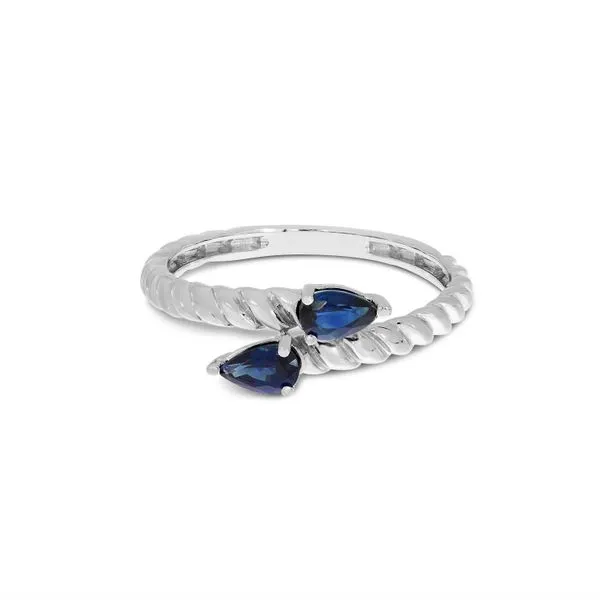 14K White Gold Pear Sapphire Duo Ring Ambassador Diamond Jewelers Tucson, AZ