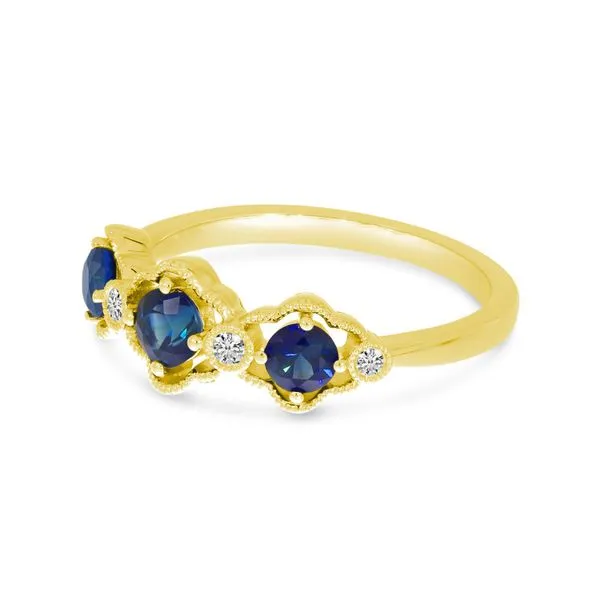 14K Yellow Gold Triple Round Sapphire and Diamond Band Image 2 Ambassador Diamond Jewelers Tucson, AZ