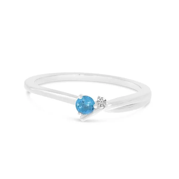 14K White Gold Round Blue Topaz and Diamond Twist Band Ambassador Diamond Jewelers Tucson, AZ