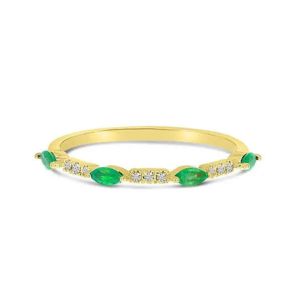 14K Yellow Gold Marquise Emerald and Diamond Band Ambassador Diamond Jewelers Tucson, AZ