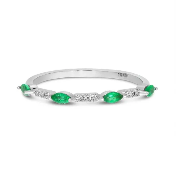14K White Gold Marquise Emerald and Diamond Band Ambassador Diamond Jewelers Tucson, AZ