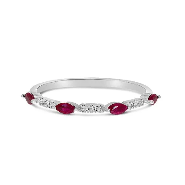 14K White Gold Marquise Ruby and Diamond Band Ambassador Diamond Jewelers Tucson, AZ