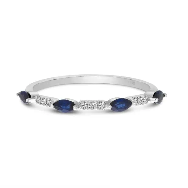 14K White Gold Marquise Sapphire and Diamond Band Ambassador Diamond Jewelers Tucson, AZ