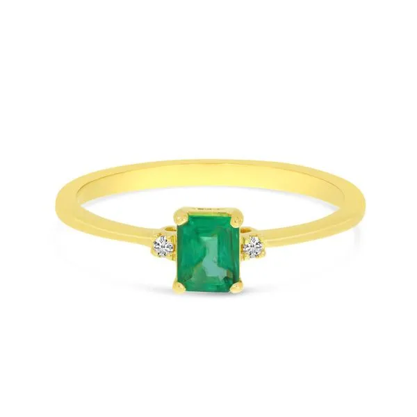 14K Yellow Gold Octagon Emerald and Diamond Ring Ambassador Diamond Jewelers Tucson, AZ