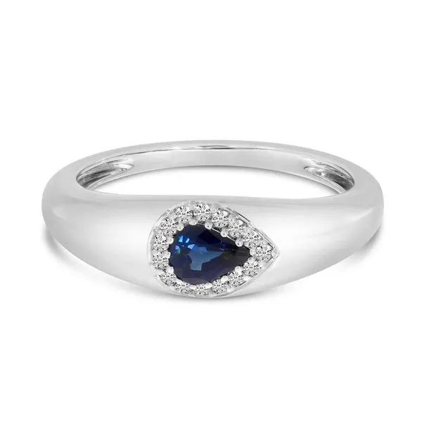 14K White Gold Pear Sapphire and Diamond East to West Band Ambassador Diamond Jewelers Tucson, AZ