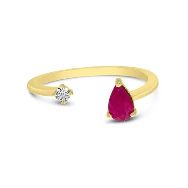 14K Yellow Gold Pear Ruby & Diamond Duo Ring Ambassador Diamond Jewelers Tucson, AZ