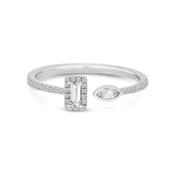 14K White Gold Emerald Cut White Topaz and Diamond Duo Ring Ambassador Diamond Jewelers Tucson, AZ