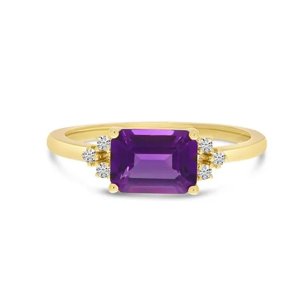 14K Yellow Gold Semi-Precious Emerald Cut Trio Diamond Ring Ambassador Diamond Jewelers Tucson, AZ