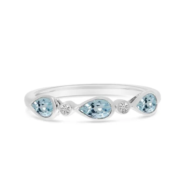 14K White Gold Triple Pear Aquamarine and Diamond Band Ring Ambassador Diamond Jewelers Tucson, AZ