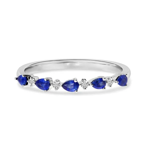 14K White Gold Sapphire and Diamond East to West Pear Band Ambassador Diamond Jewelers Tucson, AZ