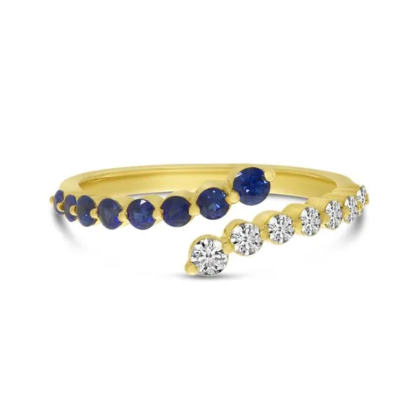 14K Yellow Gold Sapphire and Diamond Bypass Ring Moseley Diamond Showcase Inc Lexington, SC