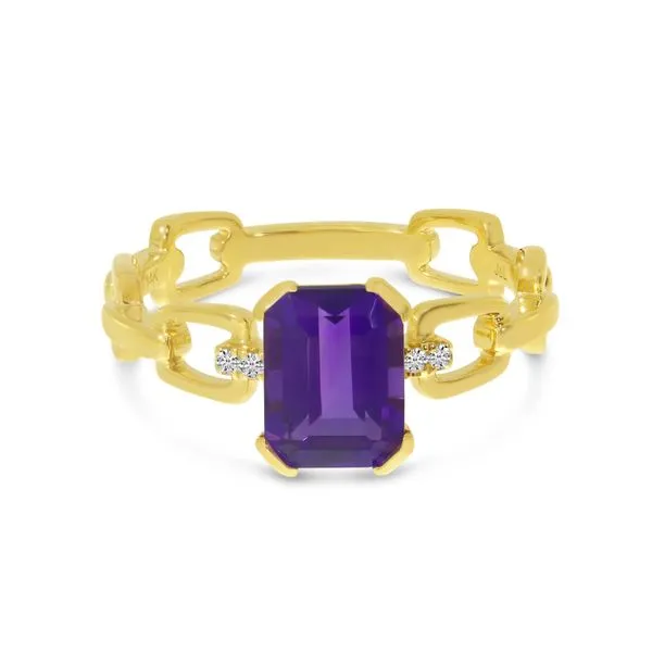 14K Yellow Gold Semi-Precious and Diamond Octagon Link Ring Ambassador Diamond Jewelers Tucson, AZ