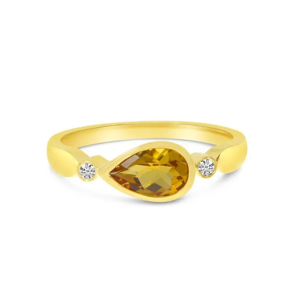 14K Yellow Gold Bezel Pear-Cut Semi and Diamond Ring Ambassador Diamond Jewelers Tucson, AZ