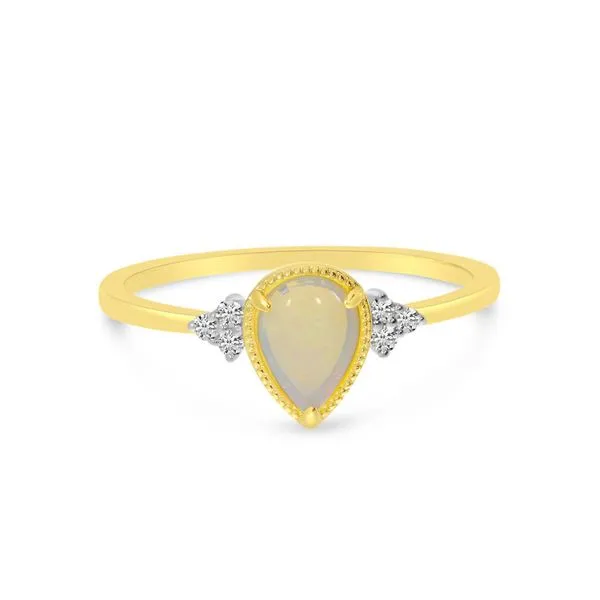14K Yellow Gold Pear Cut Opal and Diamond Ring Moseley Diamond Showcase Inc Lexington, SC