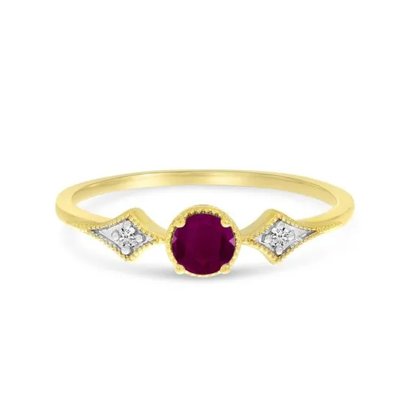 14K Yellow Gold Ruby and Diamond Birthstone Ring J. Meredith Jewelers Delafield, WI