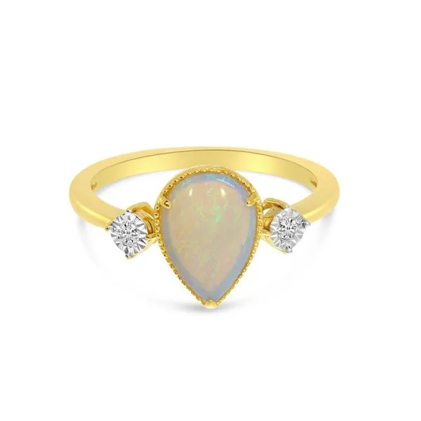 14K Yellow Gold Pear Opal Ring with Diamond Illusion Accents J. Meredith Jewelers Delafield, WI