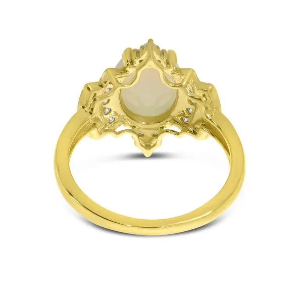 14K Yellow Gold Oval Opal Ring with Diamond Halo Image 2 Clater Jewelers Louisville, KY